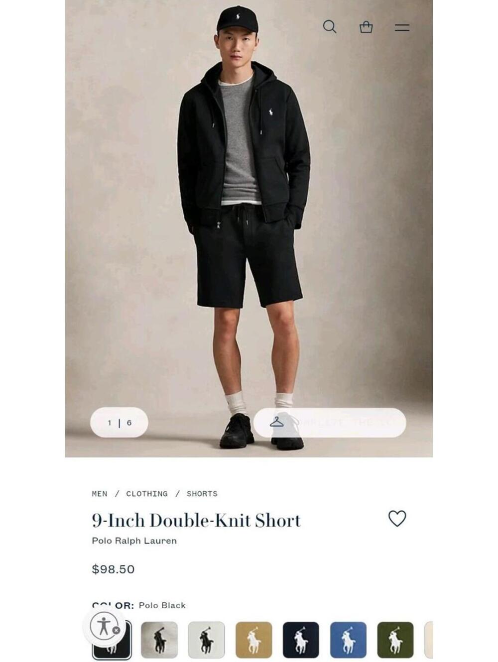 $98 Polo Ralph Lauren Men's 9-Inch Double-Knit Shorts Black M NWT Pony - Picture 5 of 10